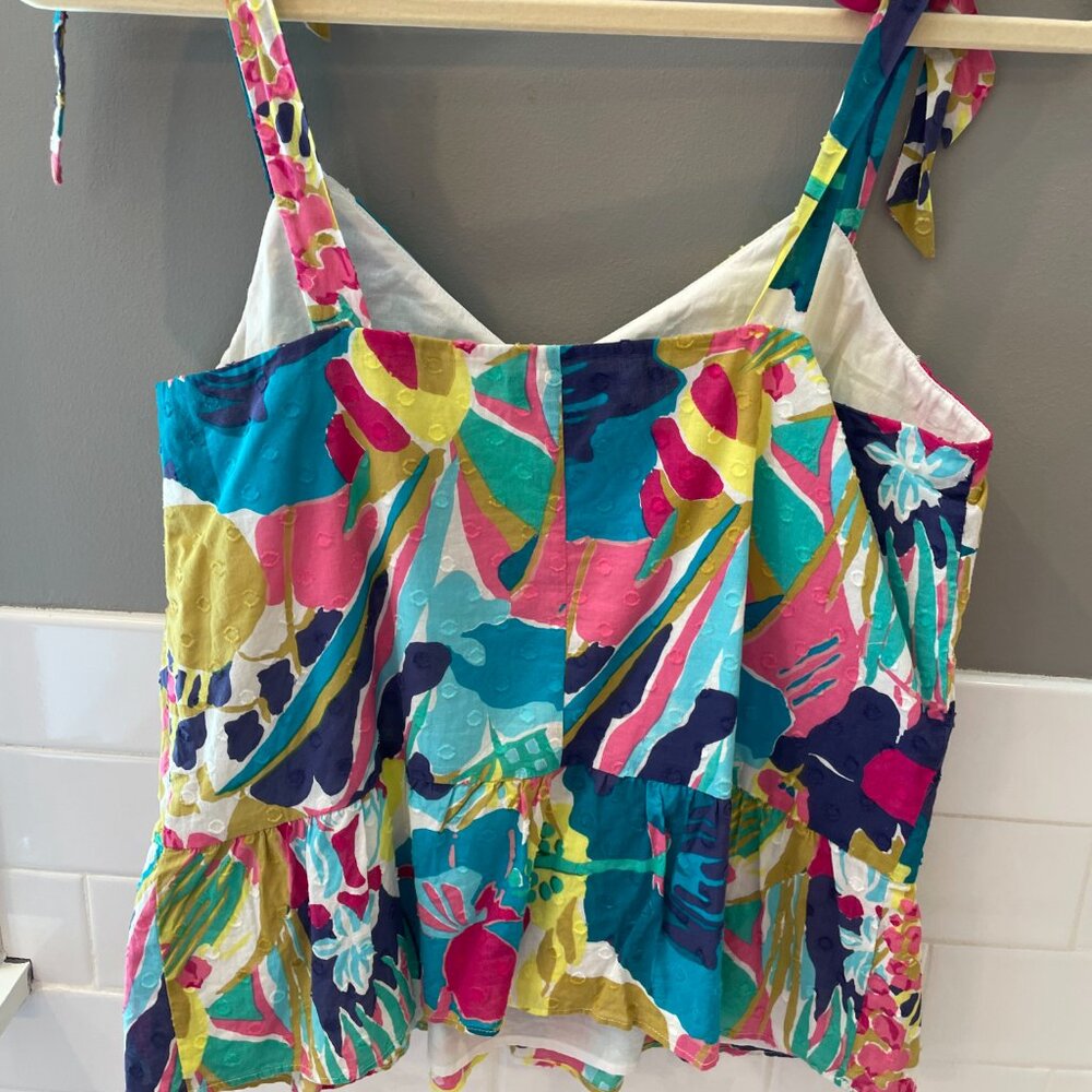 J. Crew Tie-Shoulder Cotton Peplum Seaside Floral Tank | 6 - Picture 4 of 5